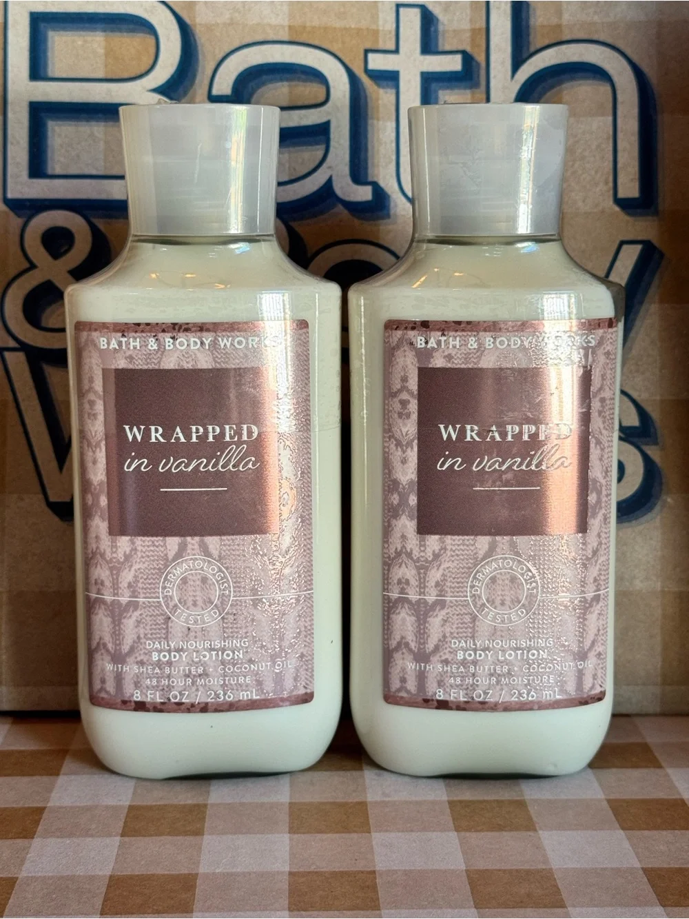 NEW B&BW (2) Sealed Wrapped In Vanilla Body Lotion with 48 hour moisture